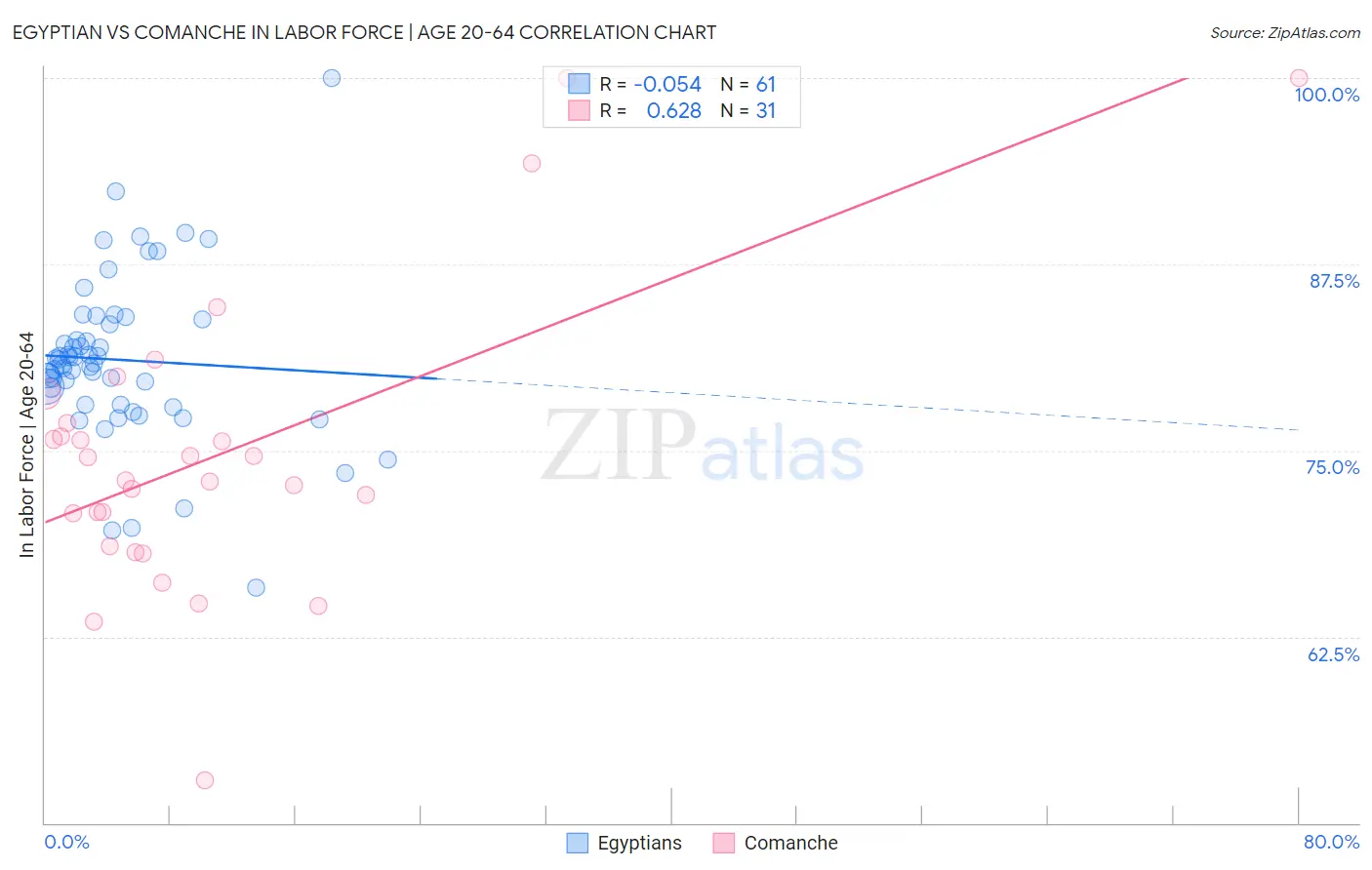 Egyptian vs Comanche In Labor Force | Age 20-64