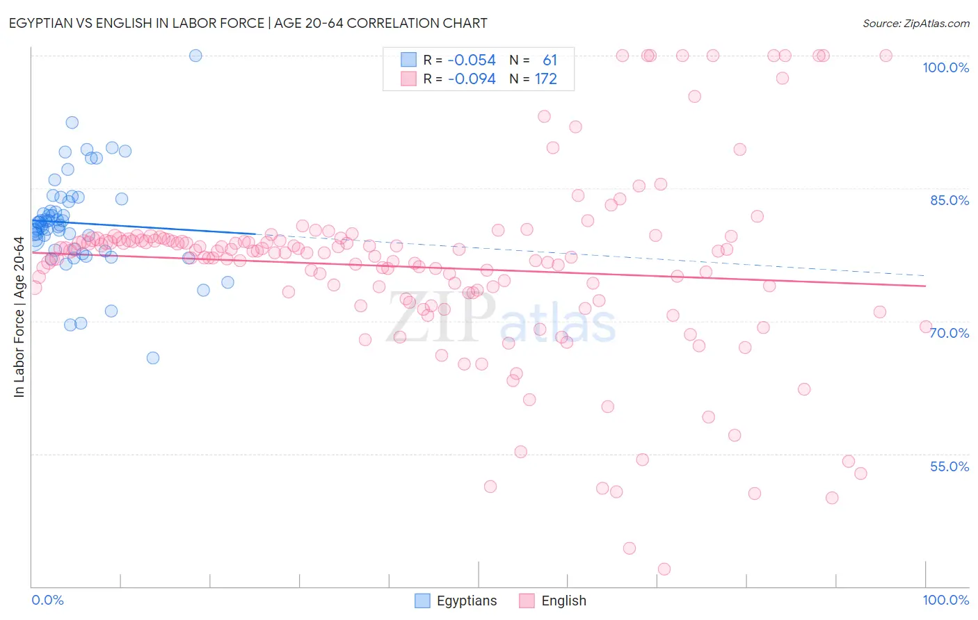 Egyptian vs English In Labor Force | Age 20-64