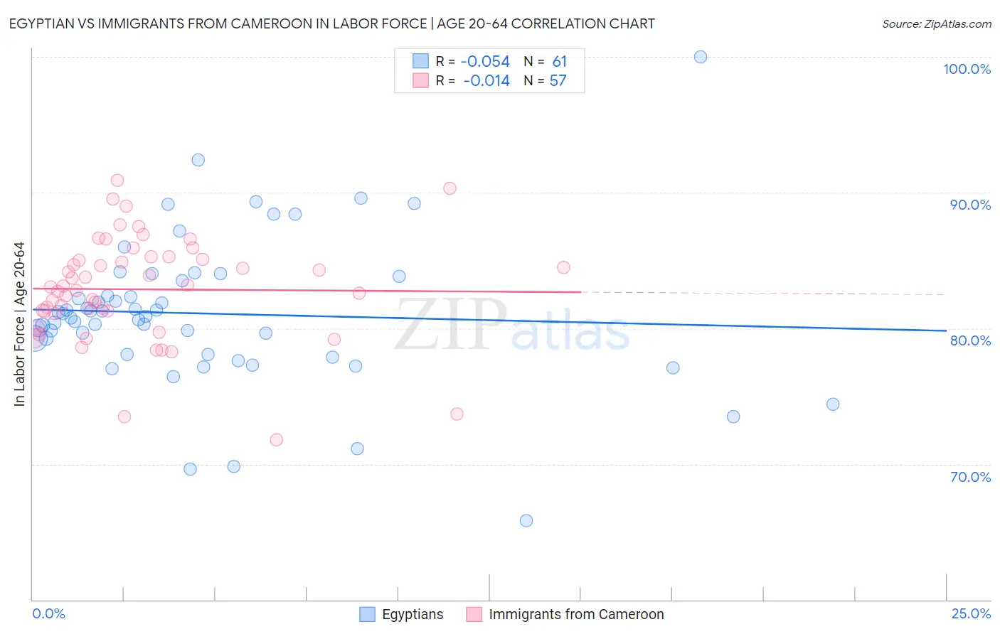 Egyptian vs Immigrants from Cameroon In Labor Force | Age 20-64