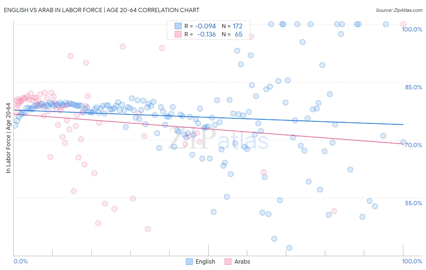 English vs Arab In Labor Force | Age 20-64