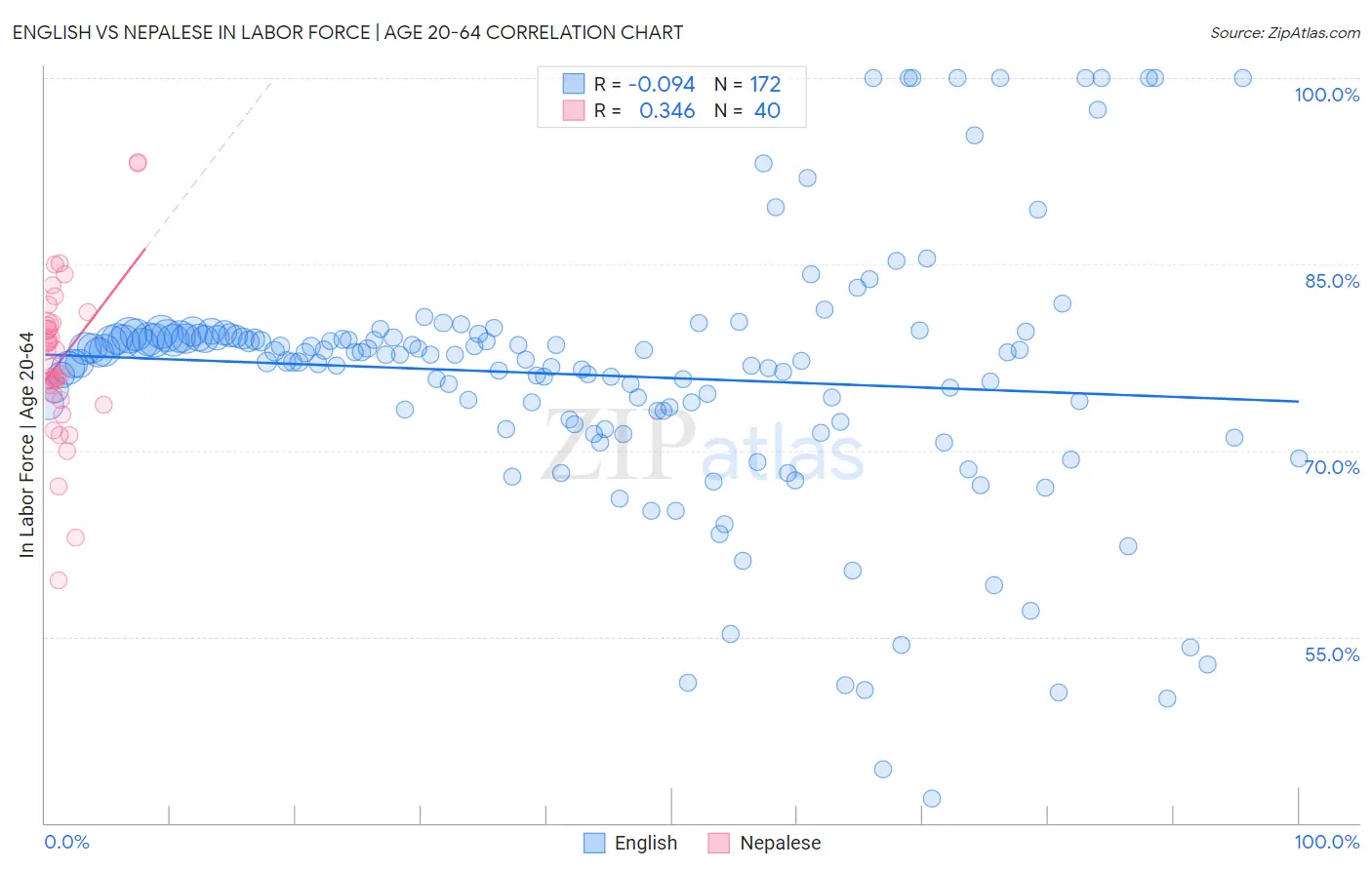 English vs Nepalese In Labor Force | Age 20-64