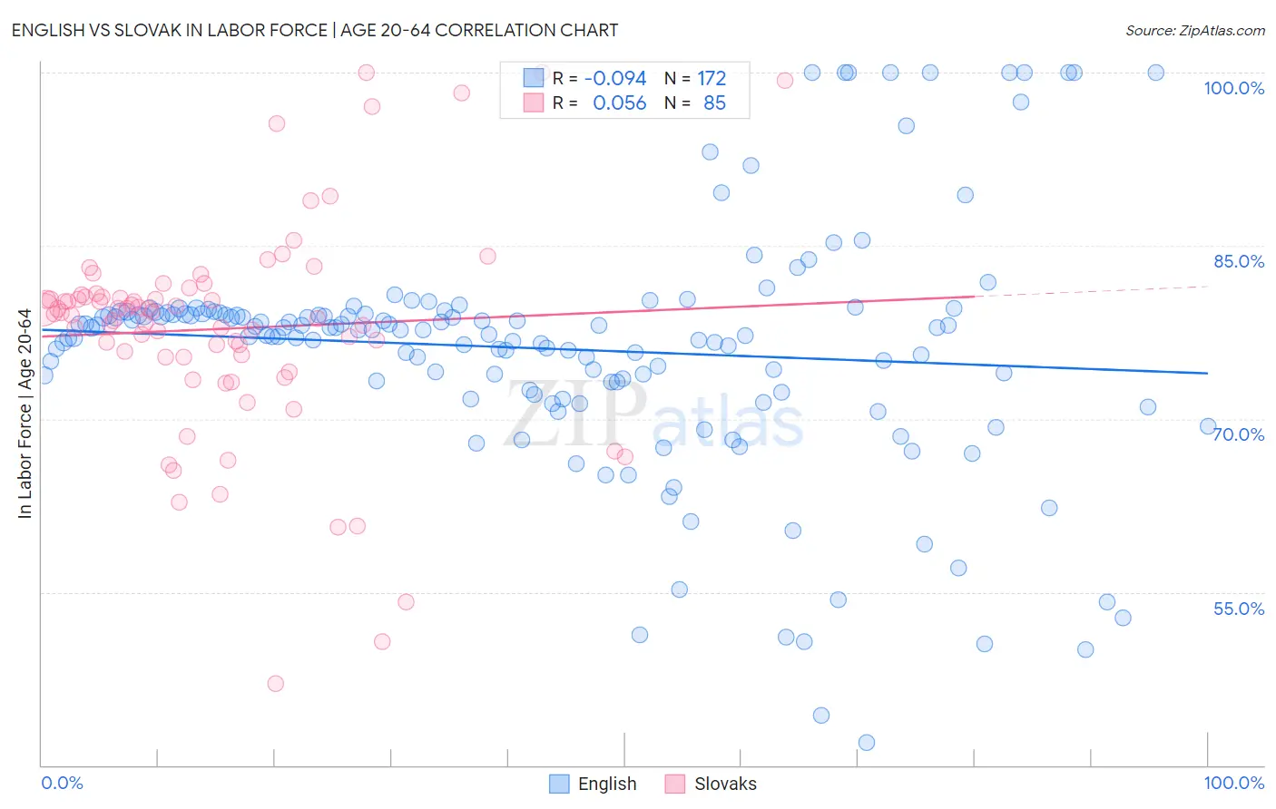 English vs Slovak In Labor Force | Age 20-64