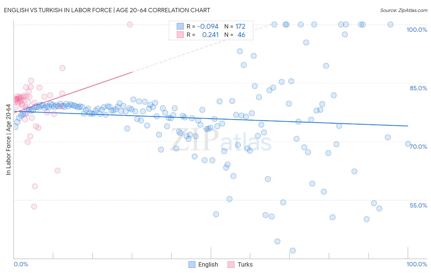 English vs Turkish In Labor Force | Age 20-64