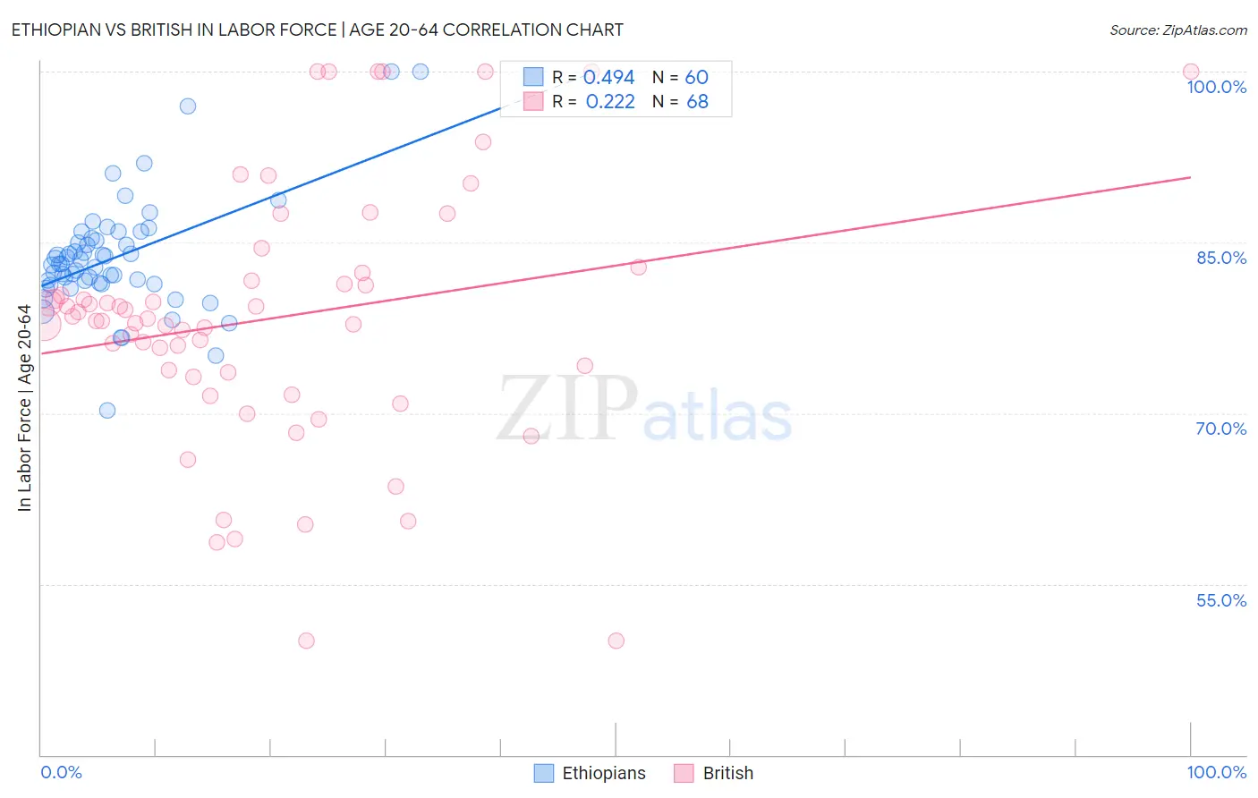 Ethiopian vs British In Labor Force | Age 20-64