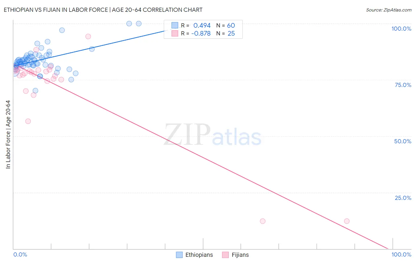Ethiopian vs Fijian In Labor Force | Age 20-64