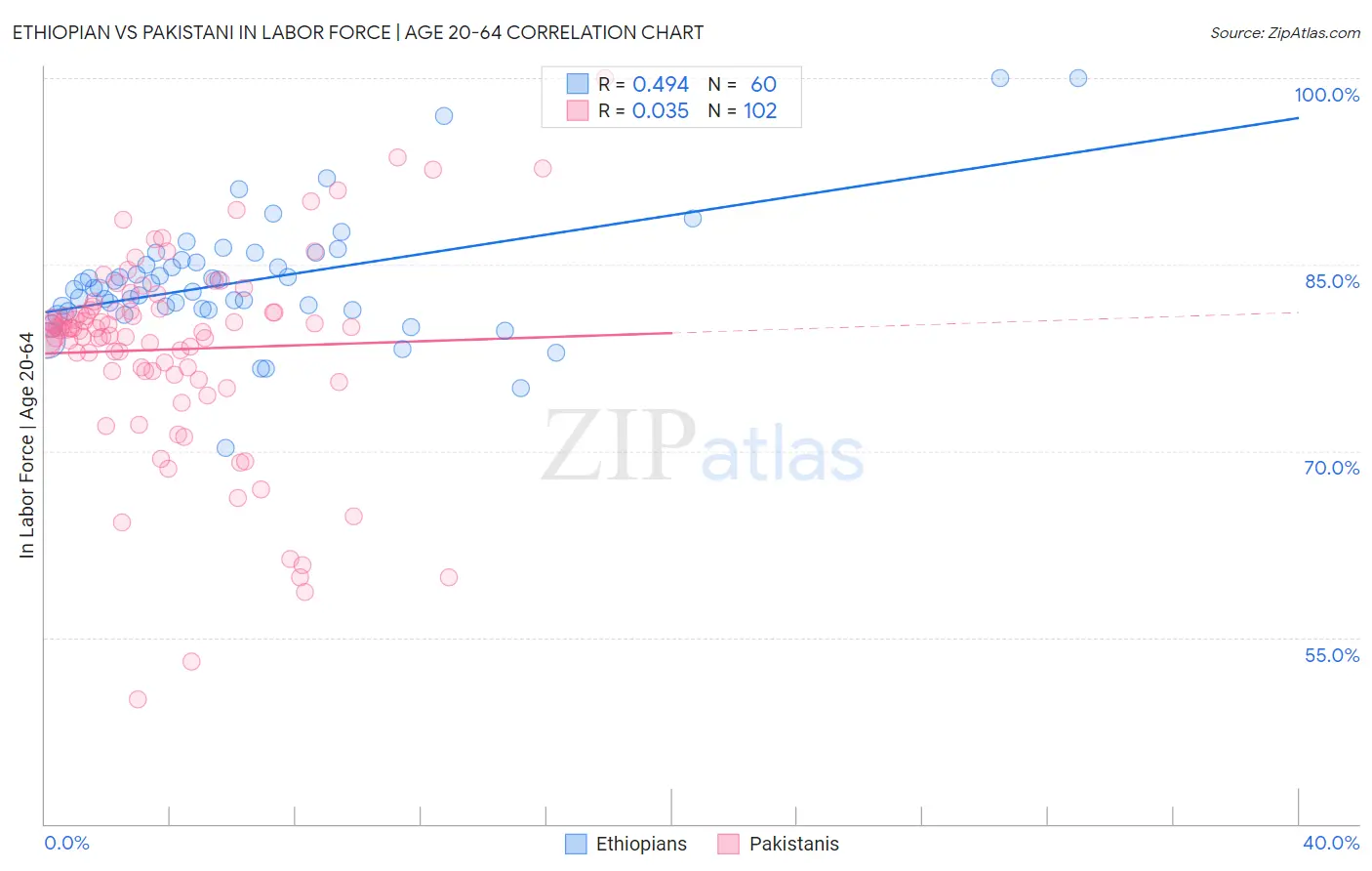 Ethiopian vs Pakistani In Labor Force | Age 20-64