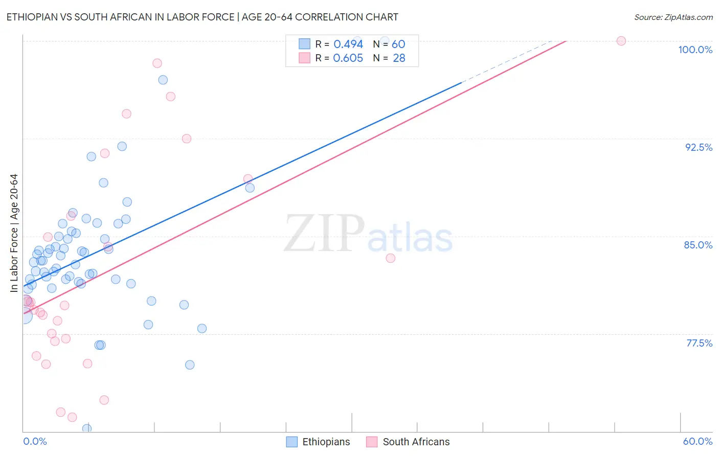 Ethiopian vs South African In Labor Force | Age 20-64