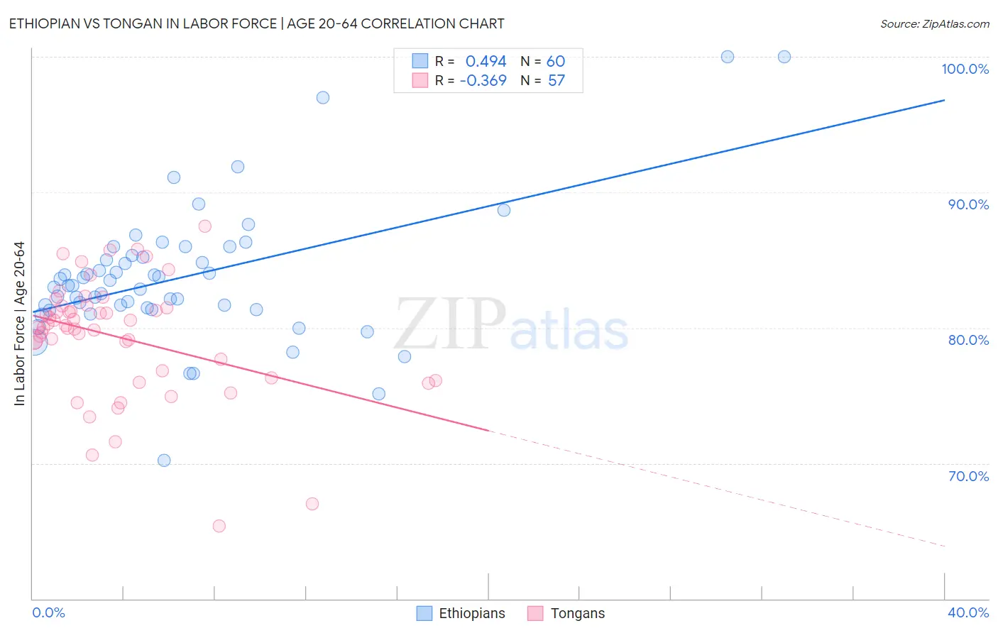 Ethiopian vs Tongan In Labor Force | Age 20-64