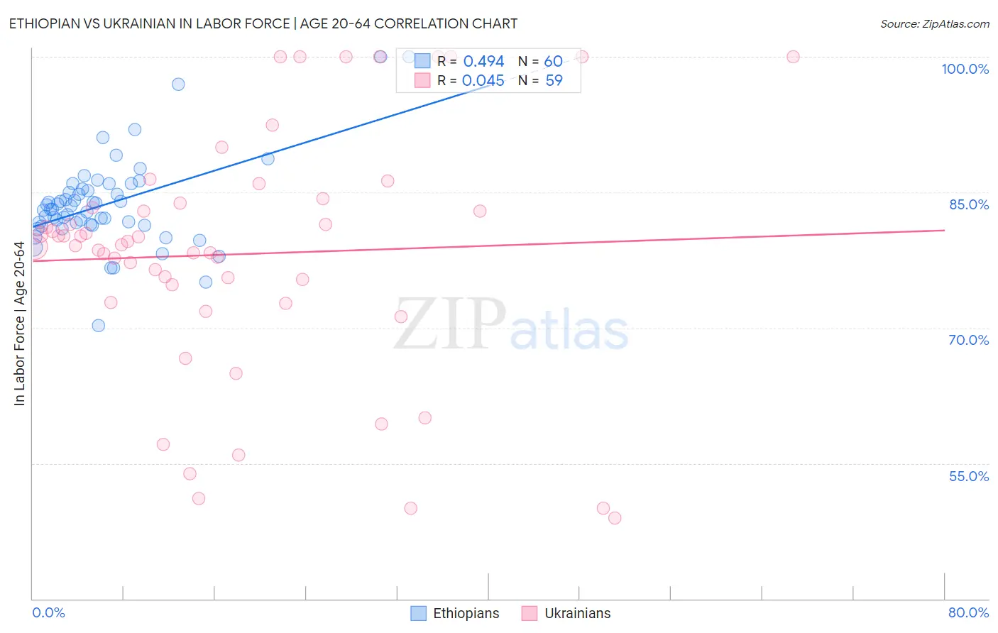 Ethiopian vs Ukrainian In Labor Force | Age 20-64