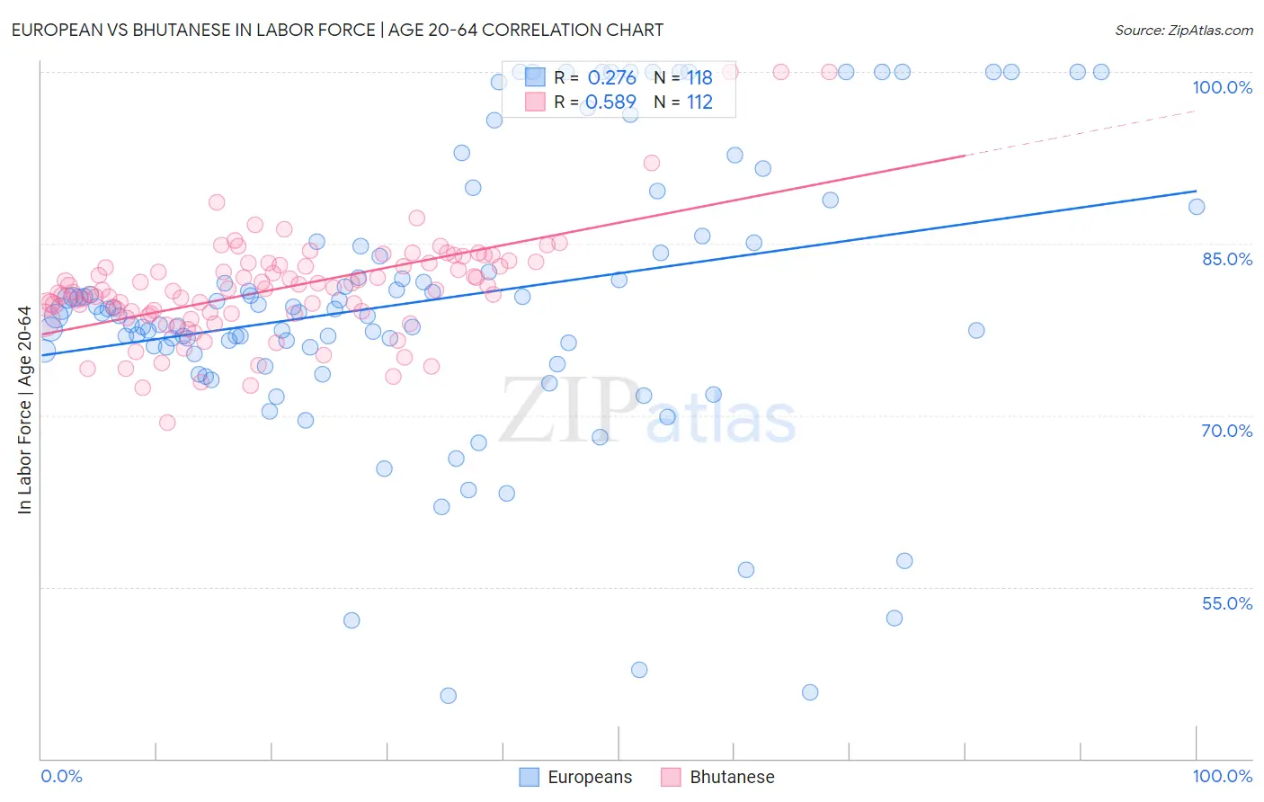 European vs Bhutanese In Labor Force | Age 20-64