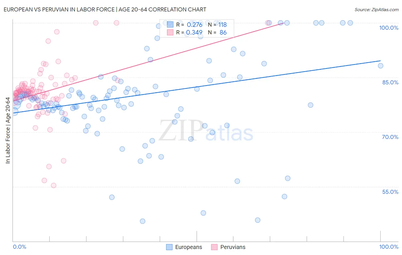 European vs Peruvian In Labor Force | Age 20-64