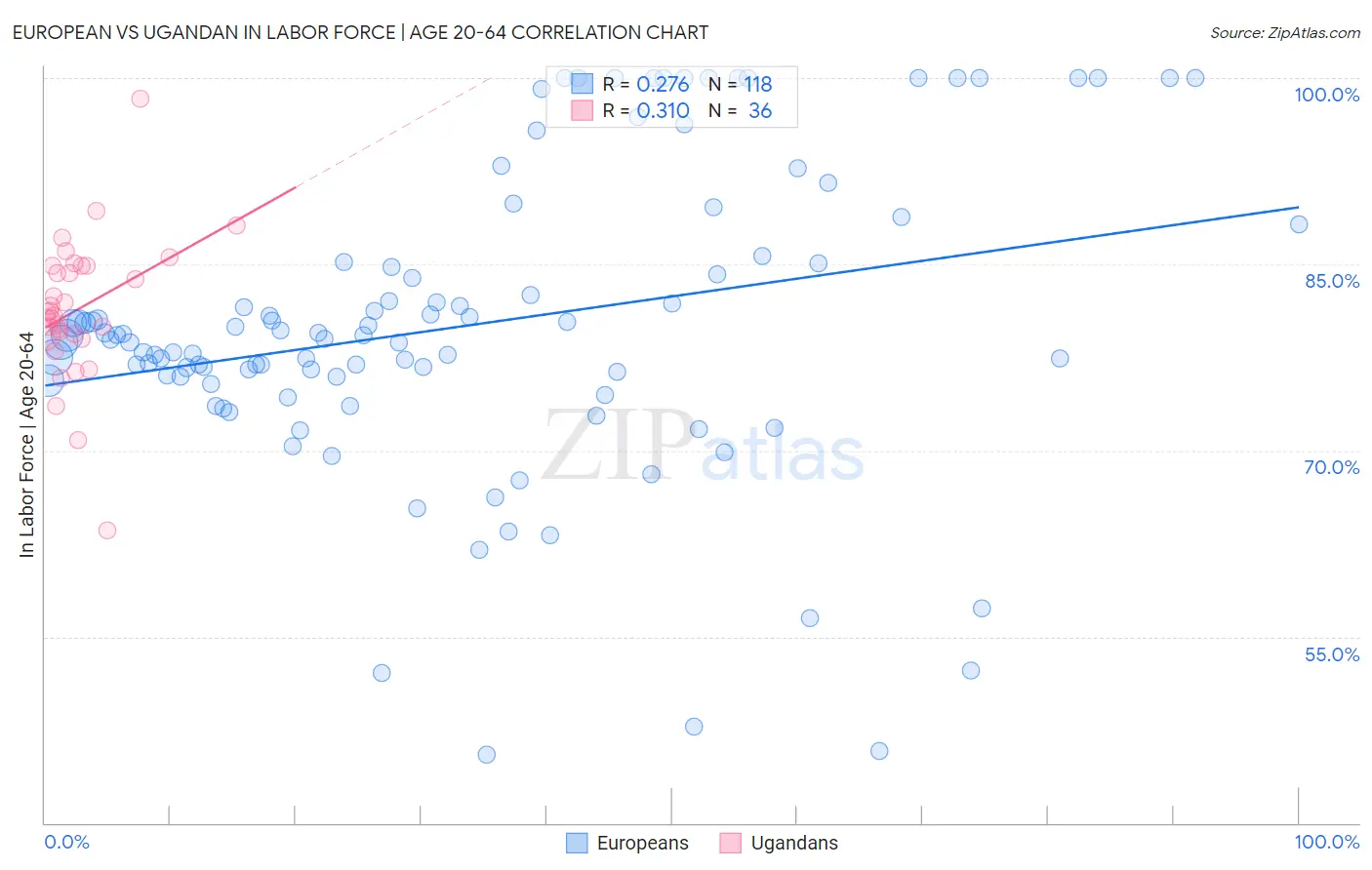 European vs Ugandan In Labor Force | Age 20-64
