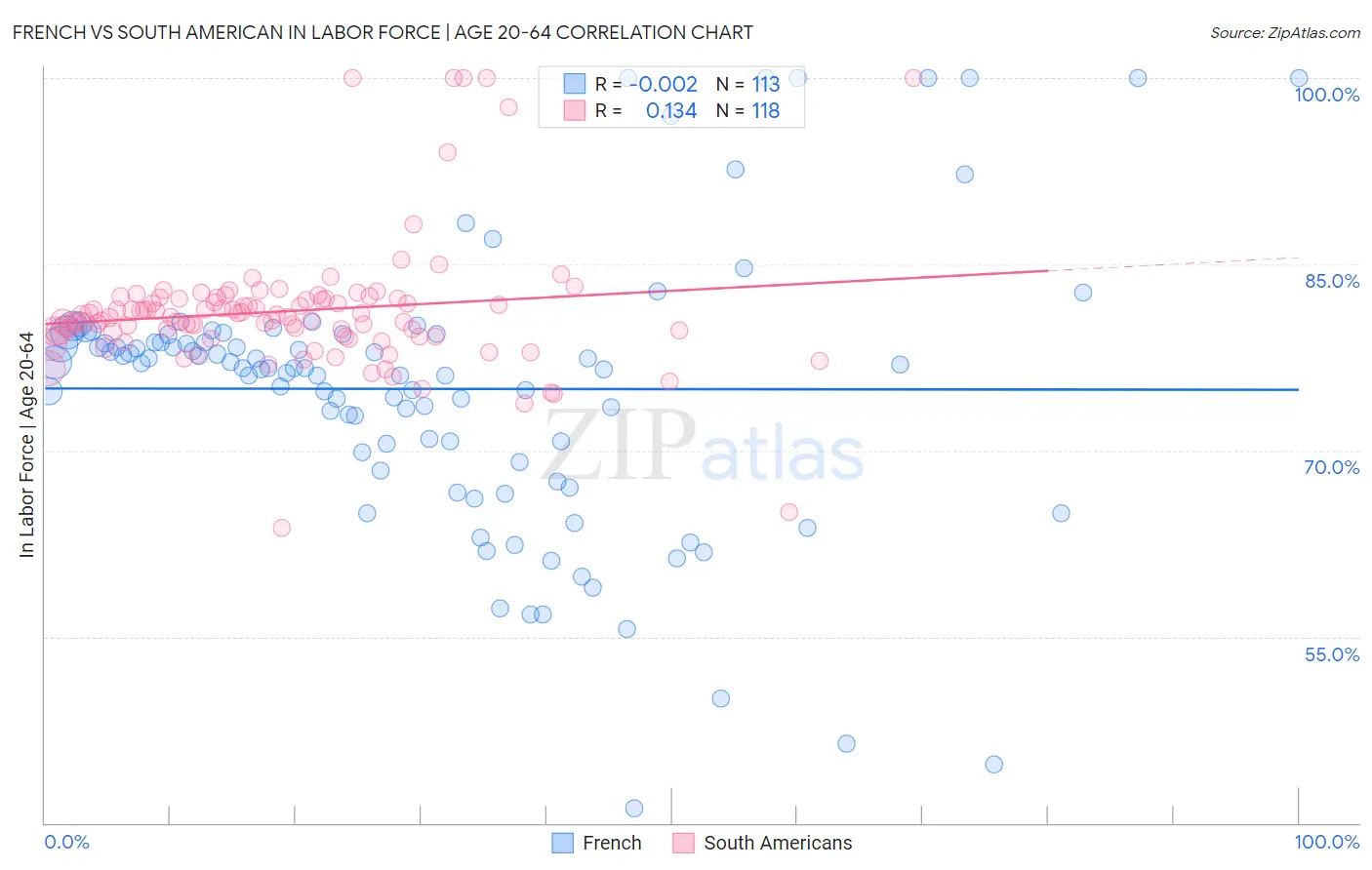 French vs South American In Labor Force | Age 20-64