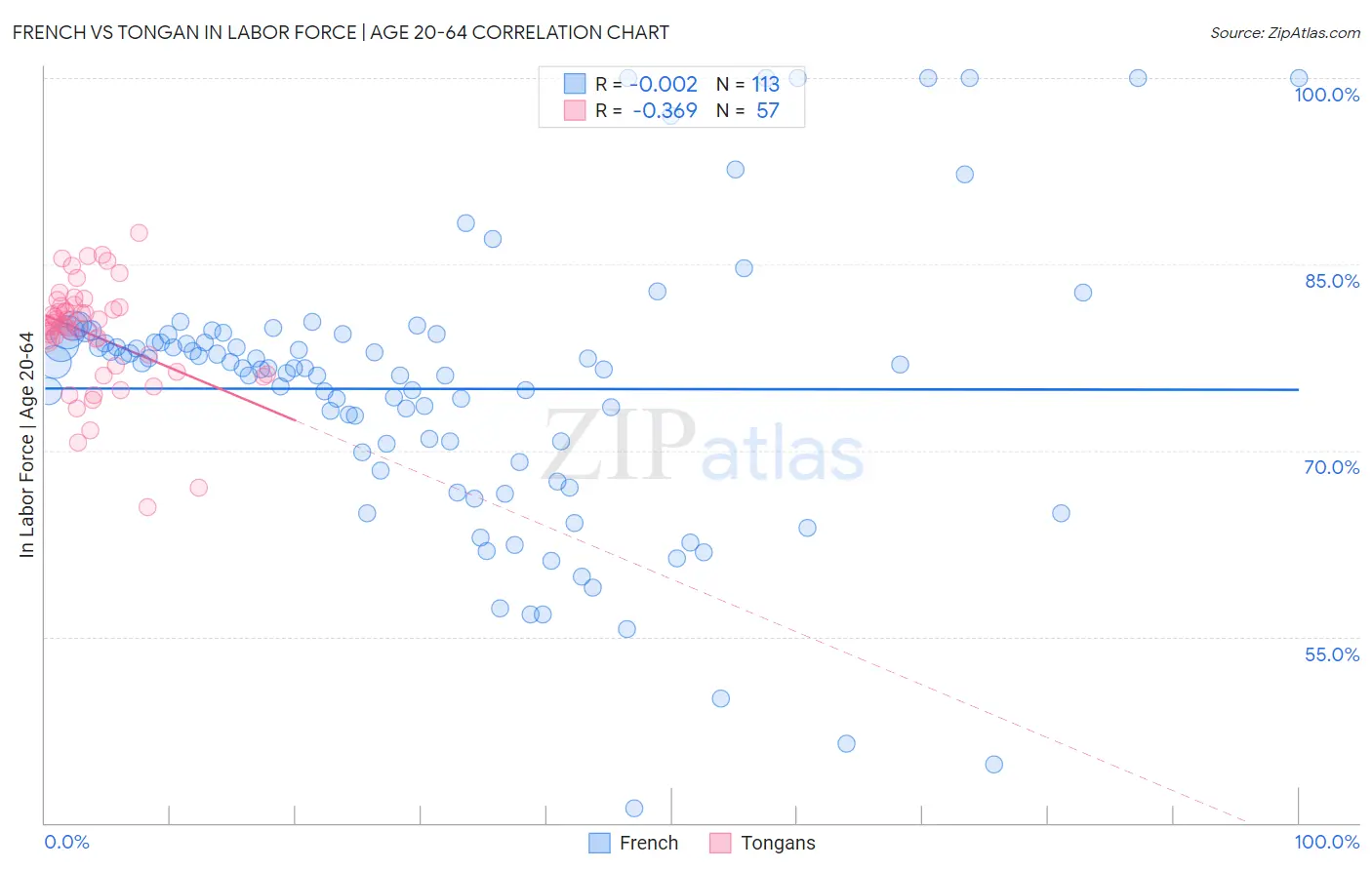 French vs Tongan In Labor Force | Age 20-64