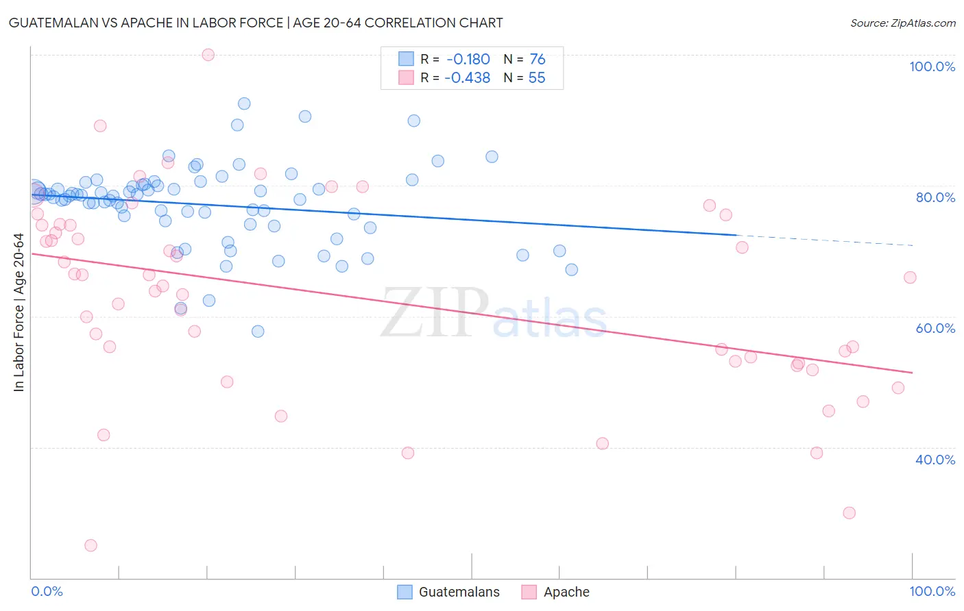 Guatemalan vs Apache In Labor Force | Age 20-64
