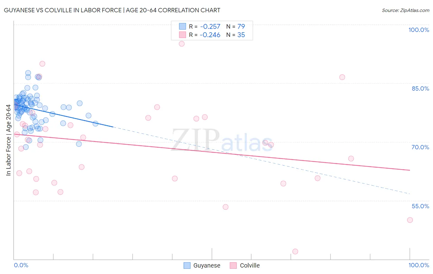 Guyanese vs Colville In Labor Force | Age 20-64