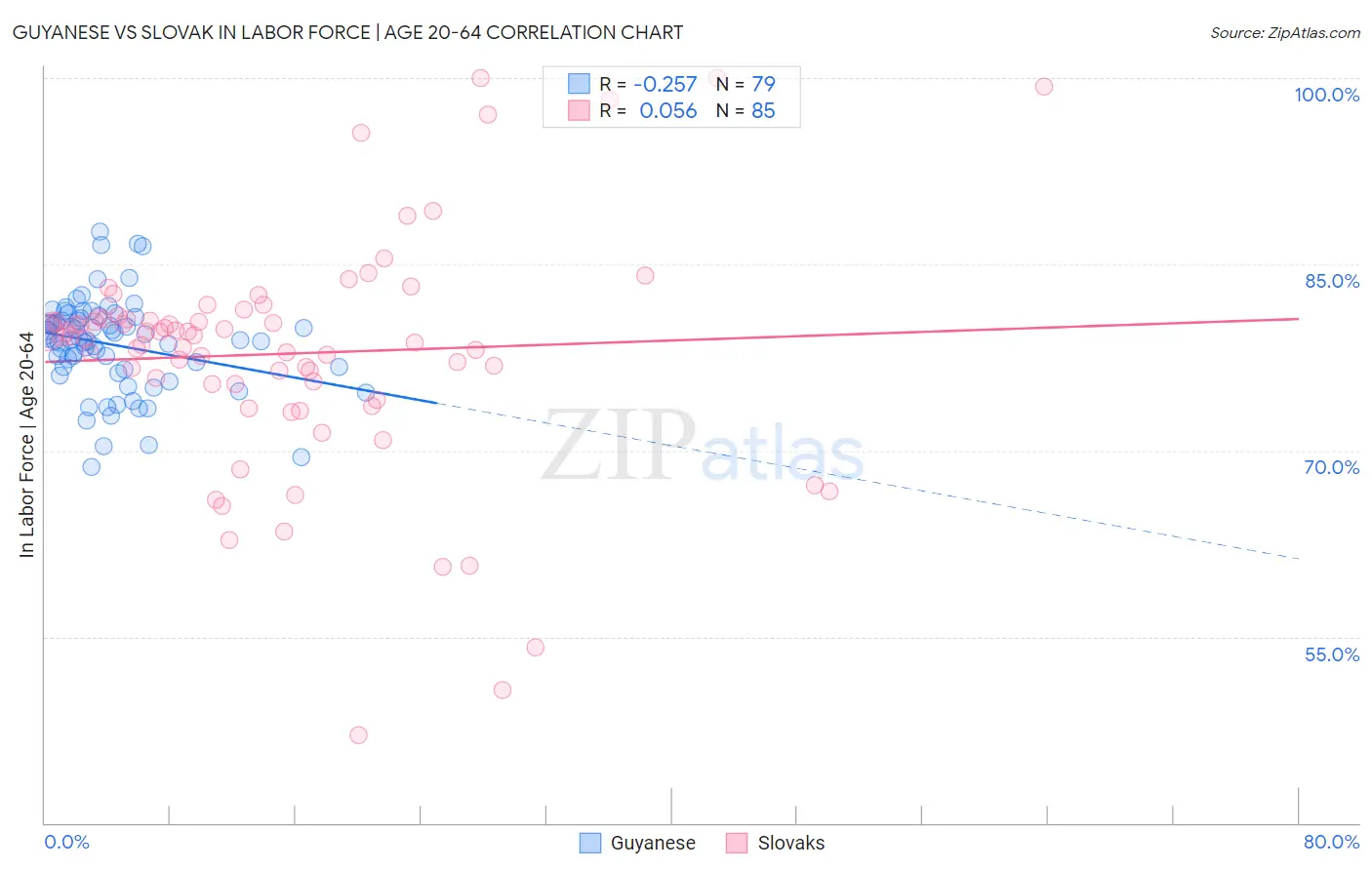 Guyanese vs Slovak In Labor Force | Age 20-64