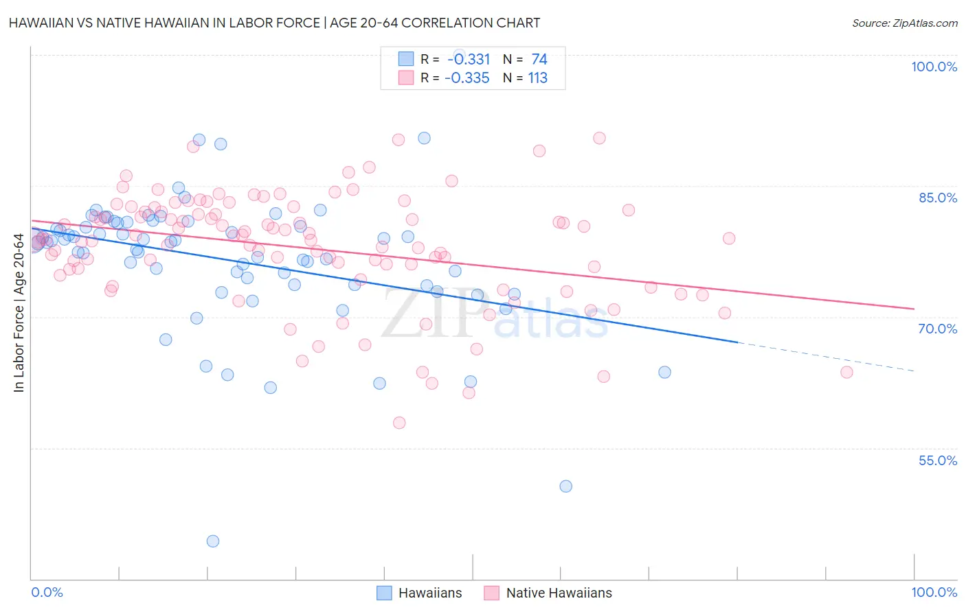 Hawaiian vs Native Hawaiian In Labor Force | Age 20-64