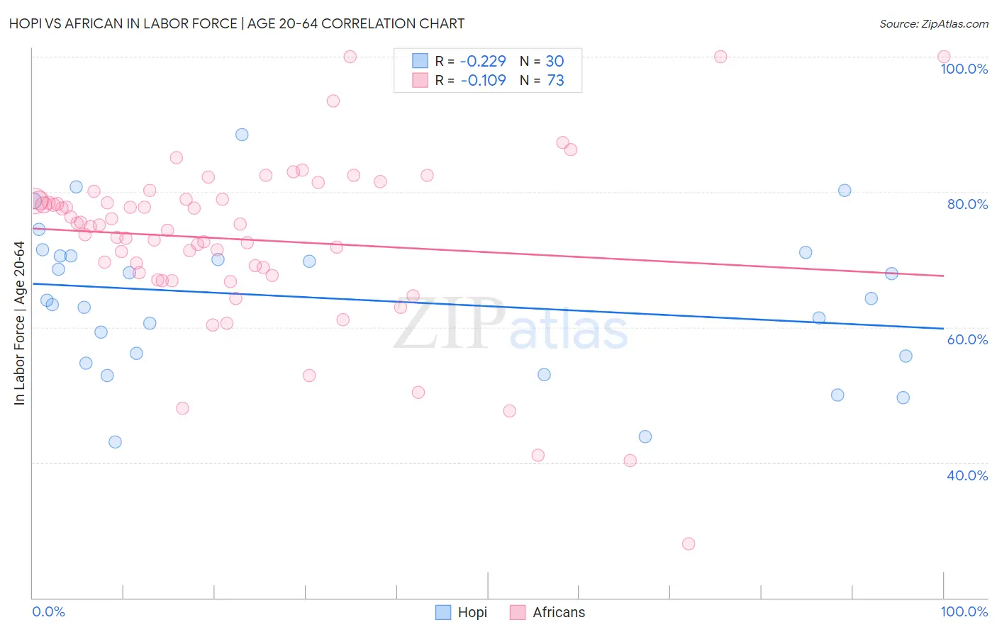Hopi vs African In Labor Force | Age 20-64