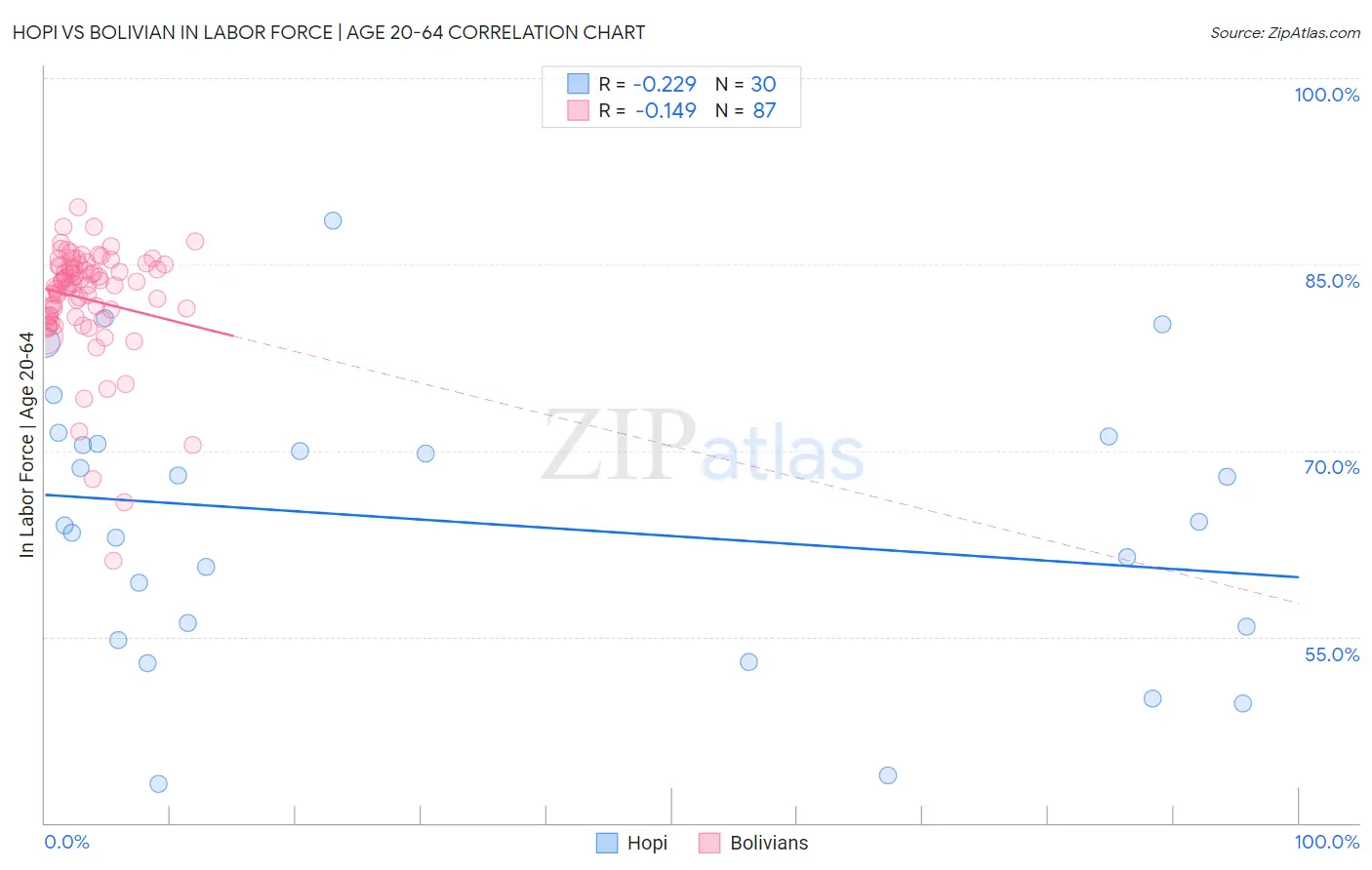 Hopi vs Bolivian In Labor Force | Age 20-64