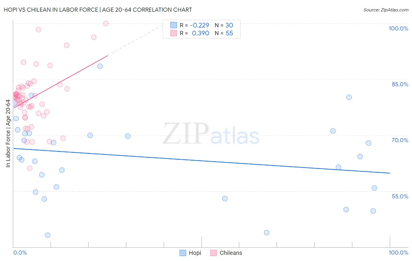 Hopi vs Chilean In Labor Force | Age 20-64