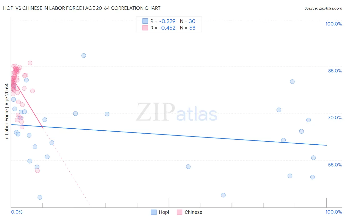 Hopi vs Chinese In Labor Force | Age 20-64
