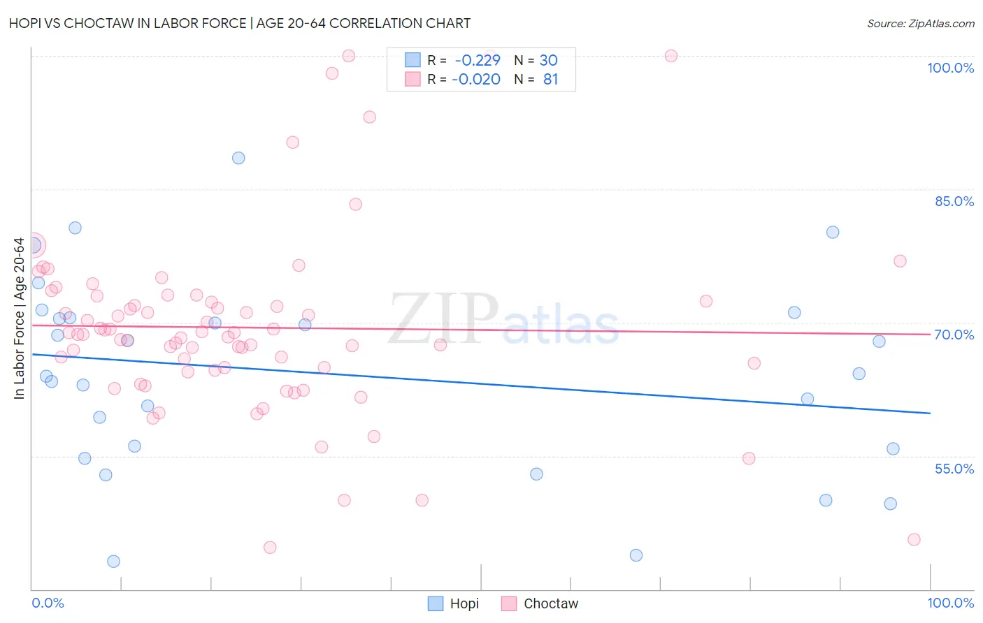 Hopi vs Choctaw In Labor Force | Age 20-64