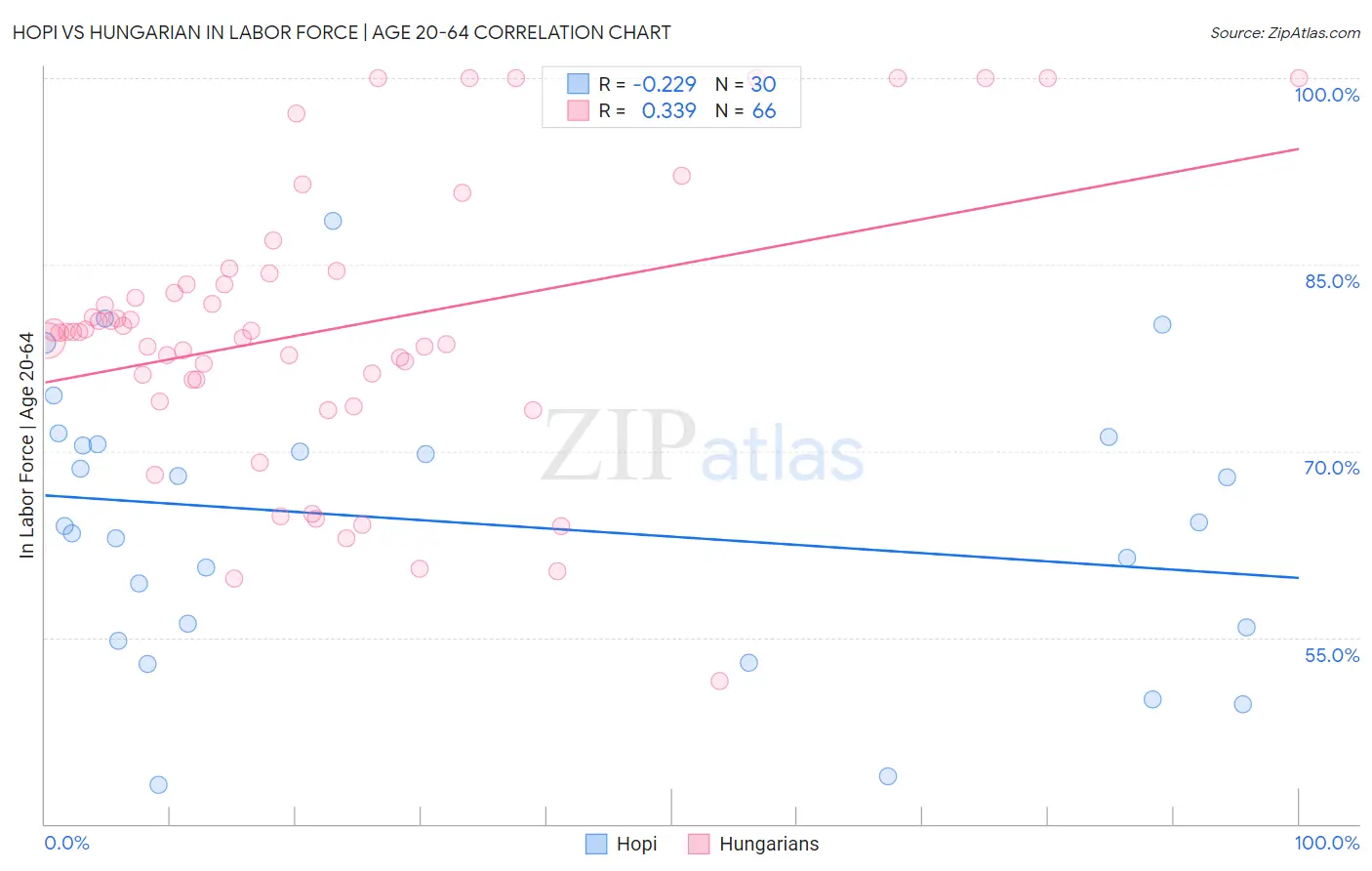 Hopi vs Hungarian In Labor Force | Age 20-64