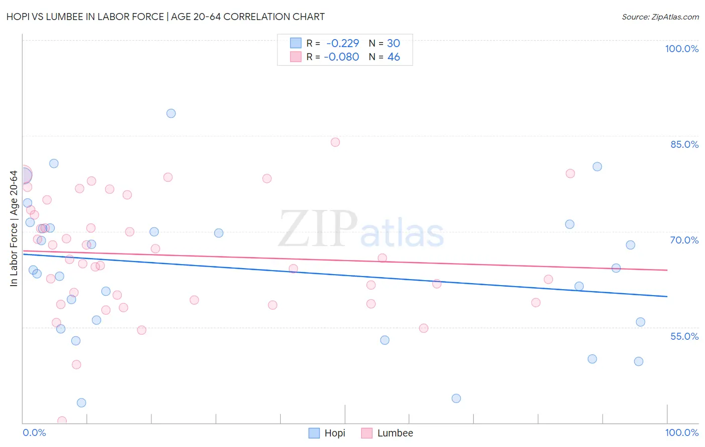 Hopi vs Lumbee In Labor Force | Age 20-64