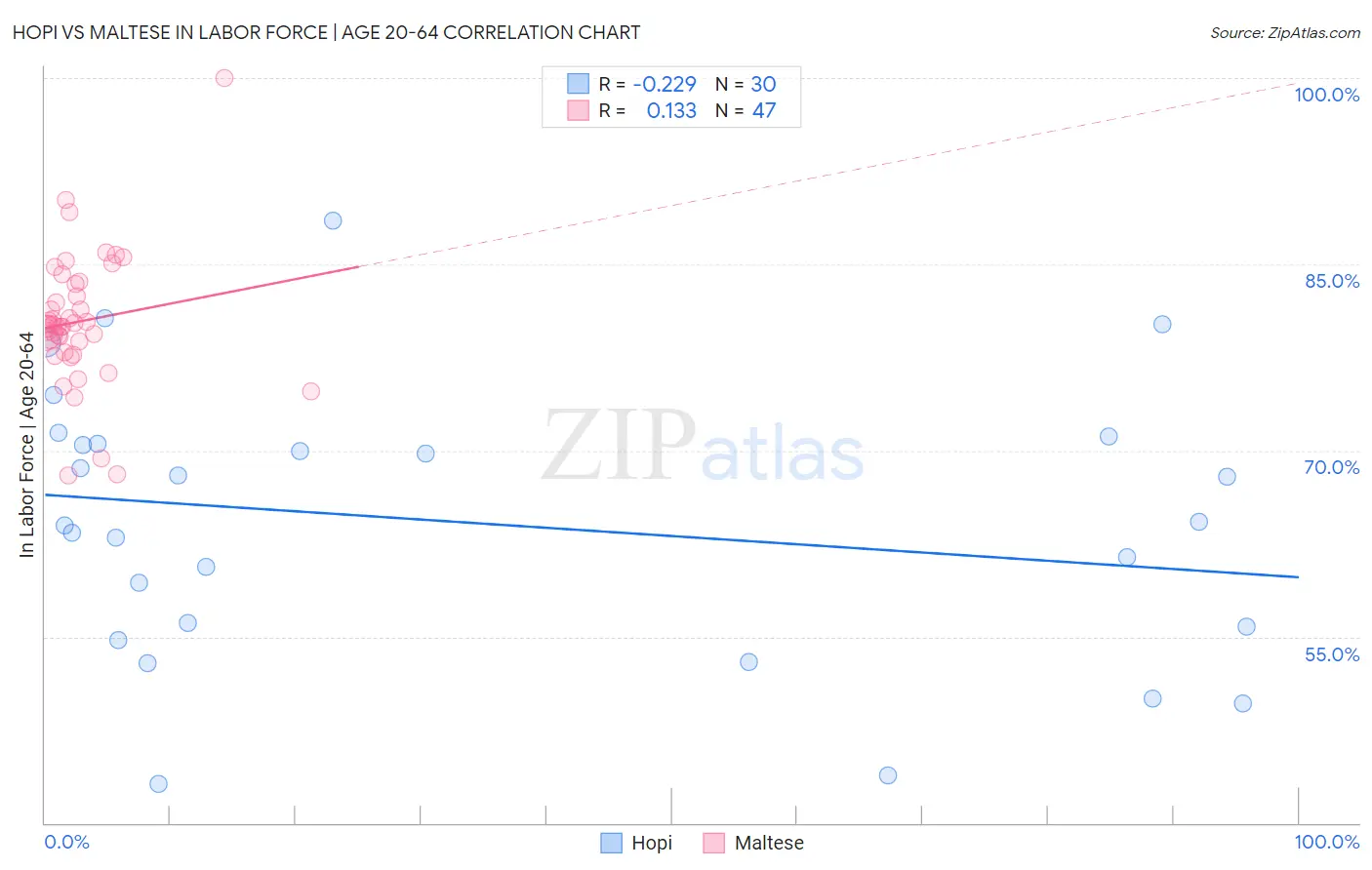 Hopi vs Maltese In Labor Force | Age 20-64