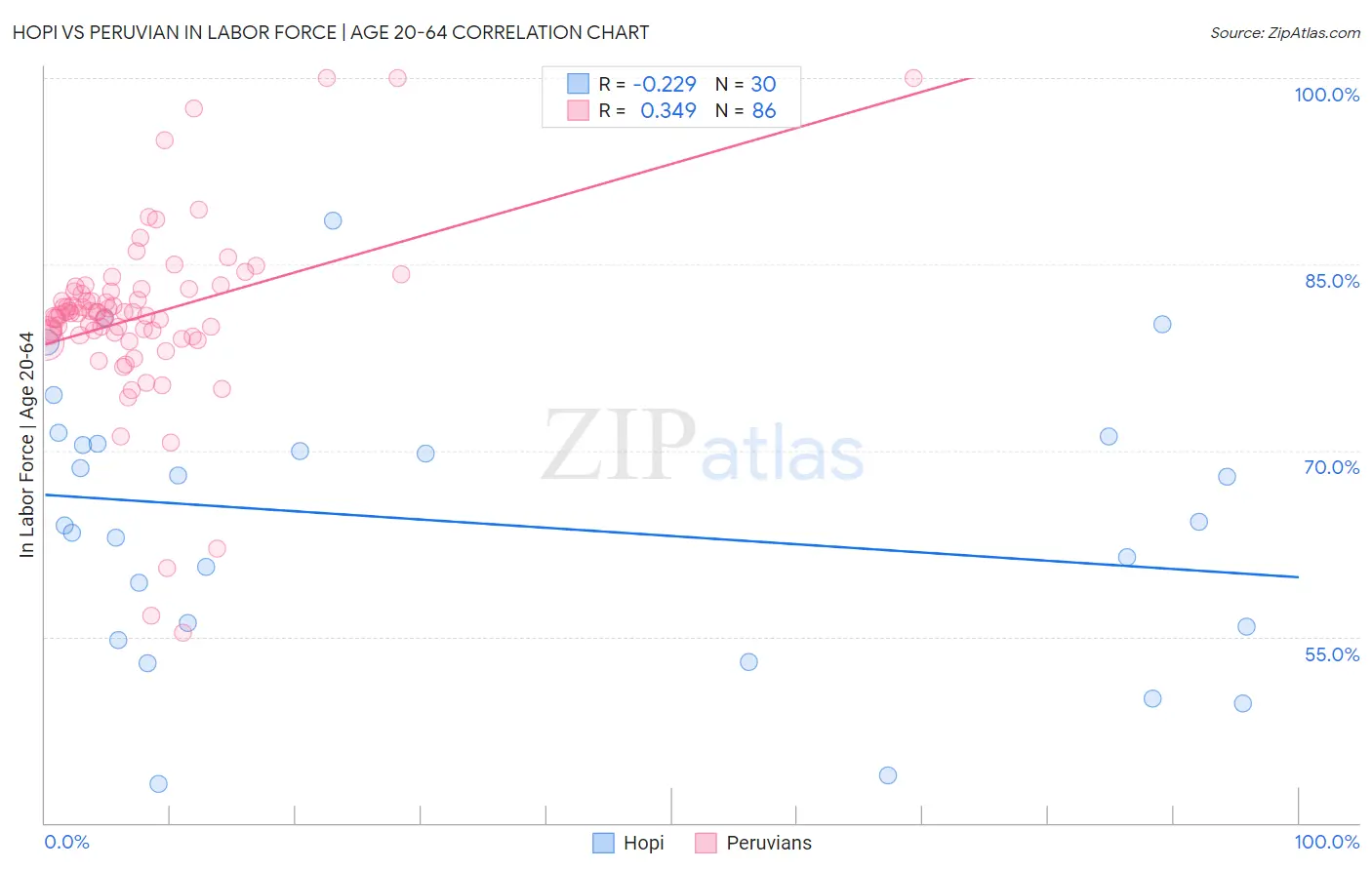 Hopi vs Peruvian In Labor Force | Age 20-64