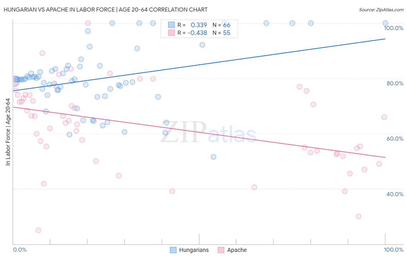 Hungarian vs Apache In Labor Force | Age 20-64