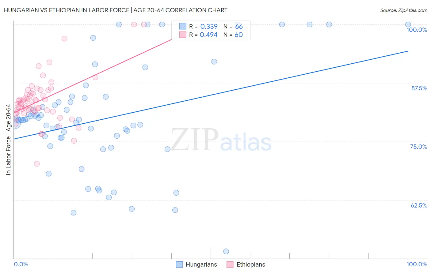 Hungarian vs Ethiopian In Labor Force | Age 20-64