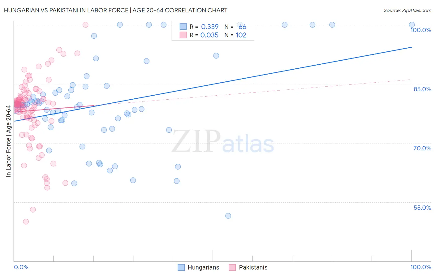 Hungarian vs Pakistani In Labor Force | Age 20-64