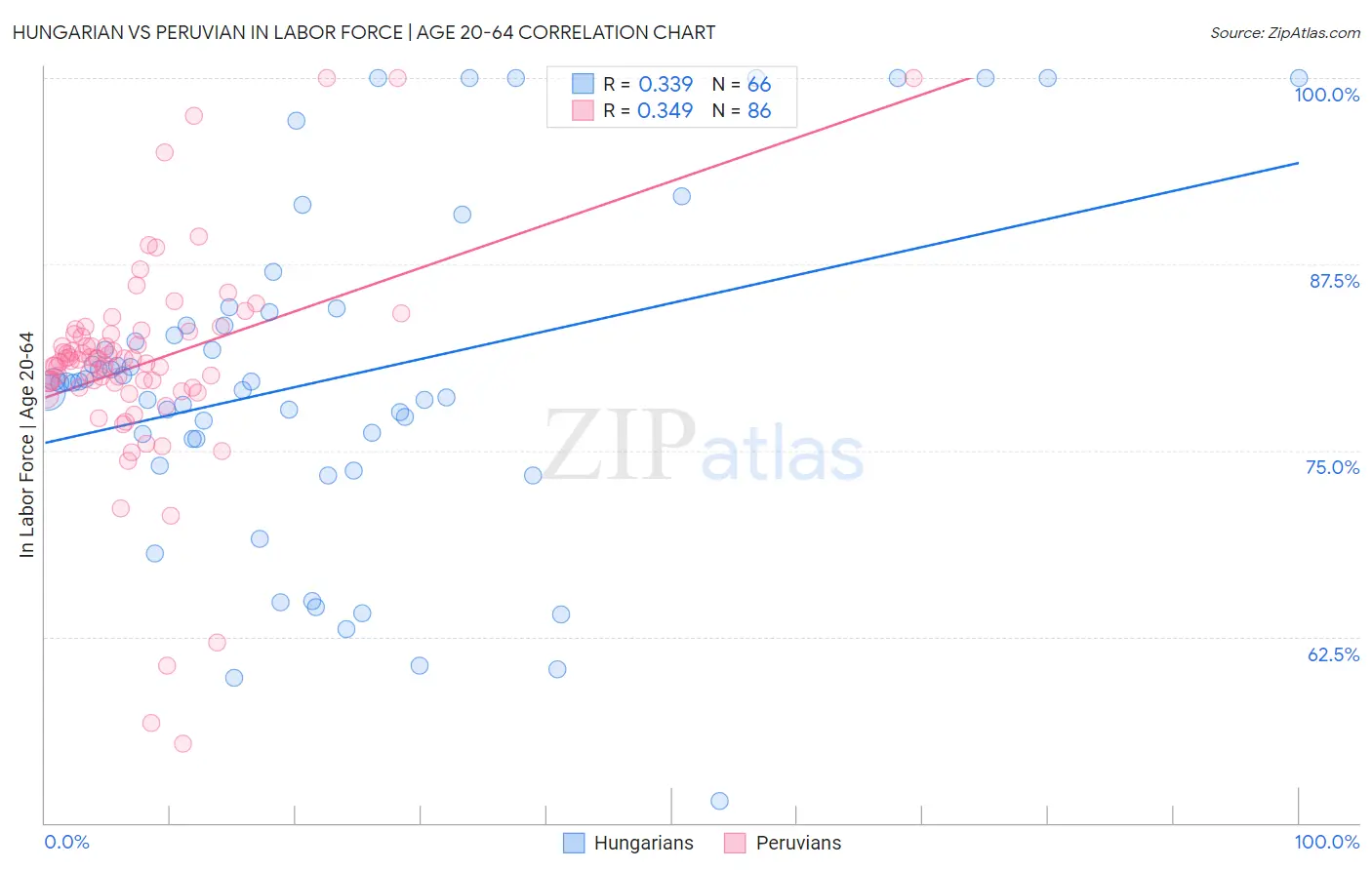 Hungarian vs Peruvian In Labor Force | Age 20-64