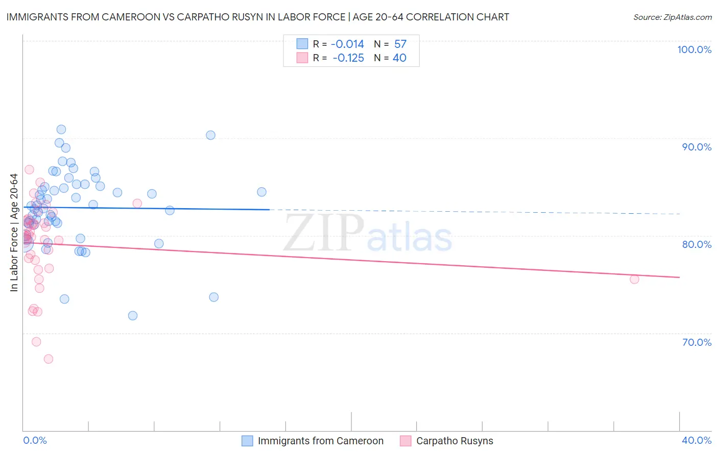 Immigrants from Cameroon vs Carpatho Rusyn In Labor Force | Age 20-64