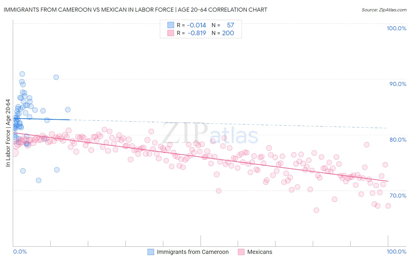 Immigrants from Cameroon vs Mexican In Labor Force | Age 20-64