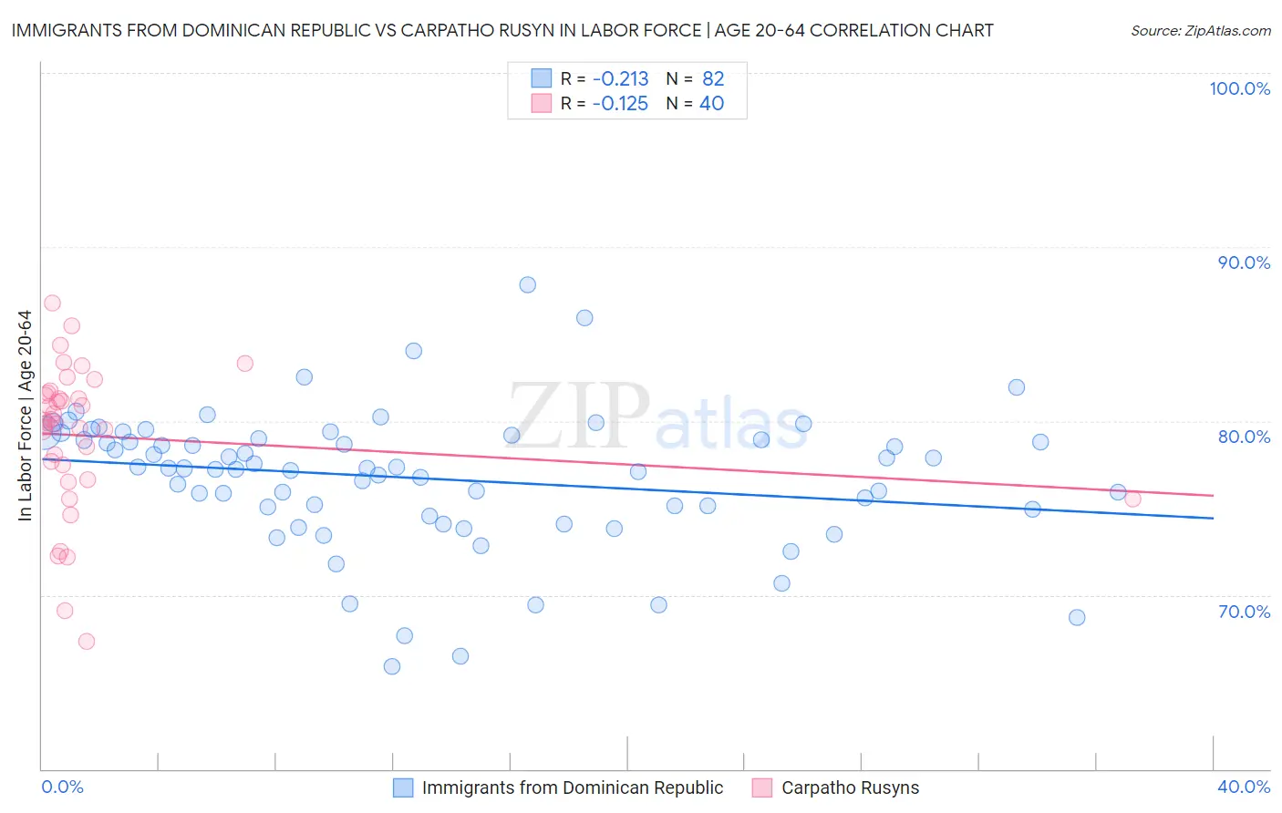 Immigrants from Dominican Republic vs Carpatho Rusyn In Labor Force | Age 20-64