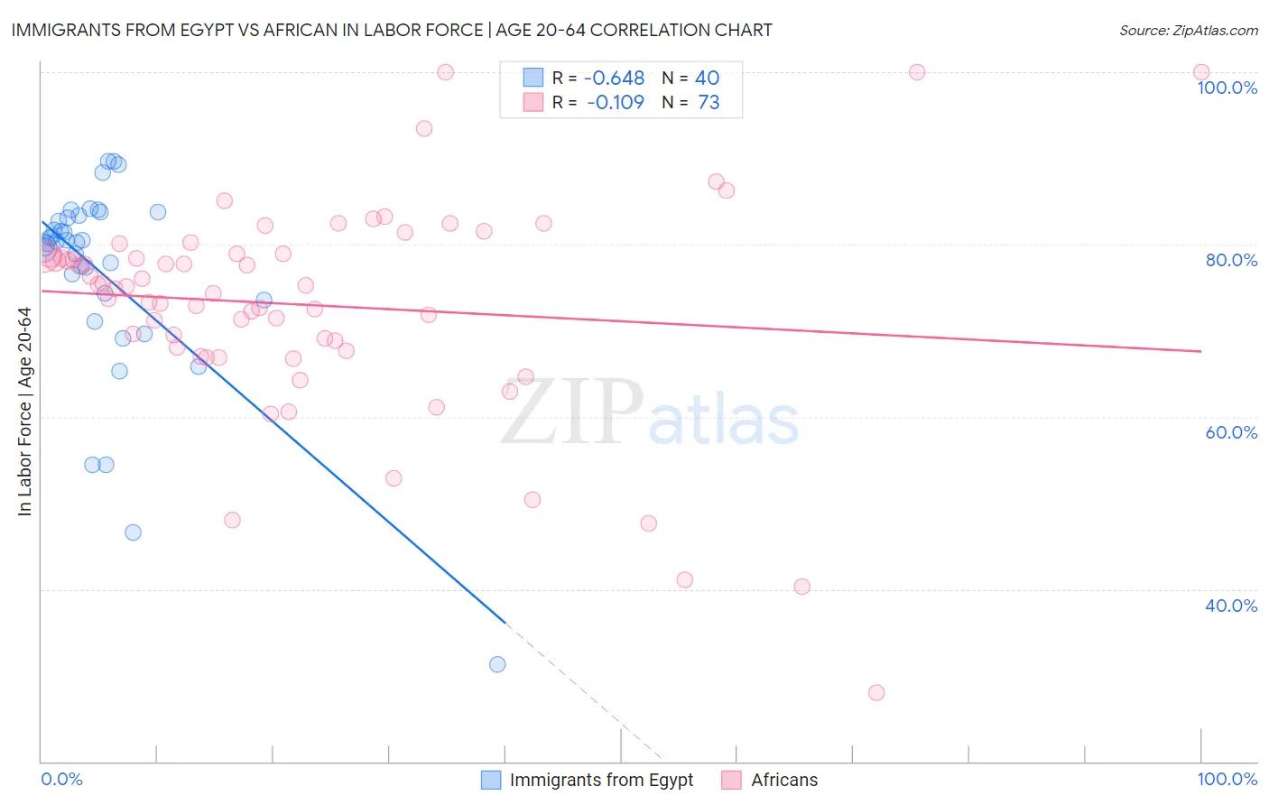 Immigrants from Egypt vs African In Labor Force | Age 20-64
