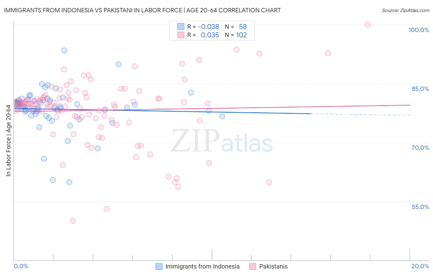 Immigrants from Indonesia vs Pakistani In Labor Force | Age 20-64