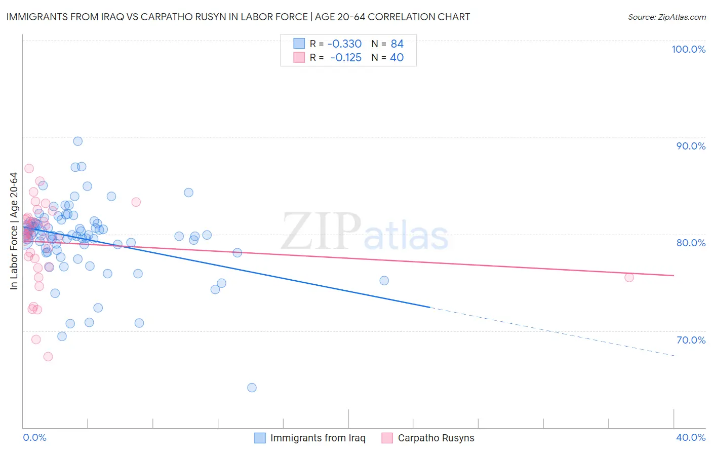 Immigrants from Iraq vs Carpatho Rusyn In Labor Force | Age 20-64