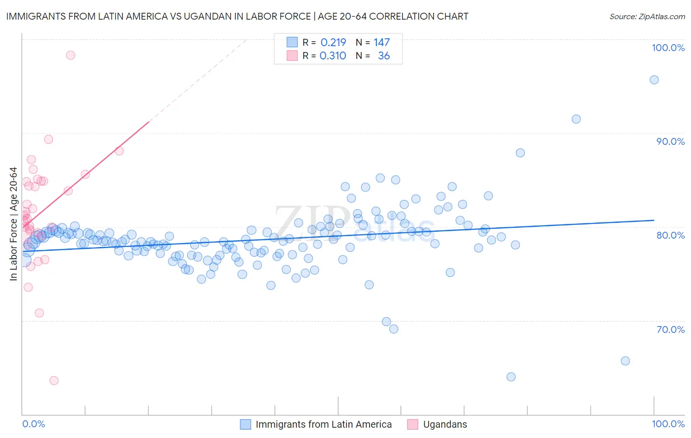 Immigrants from Latin America vs Ugandan In Labor Force | Age 20-64
