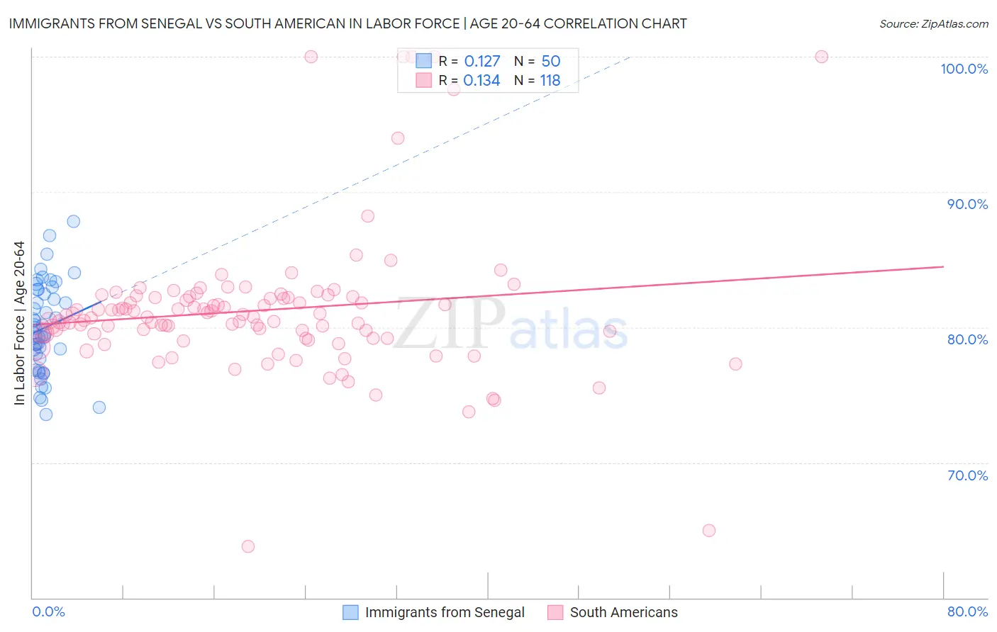 Immigrants from Senegal vs South American In Labor Force | Age 20-64