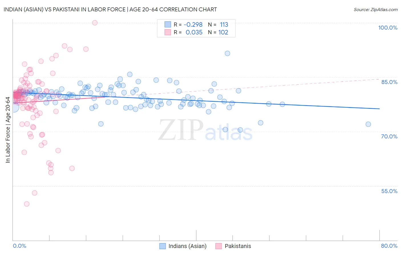 Indian (Asian) vs Pakistani In Labor Force | Age 20-64