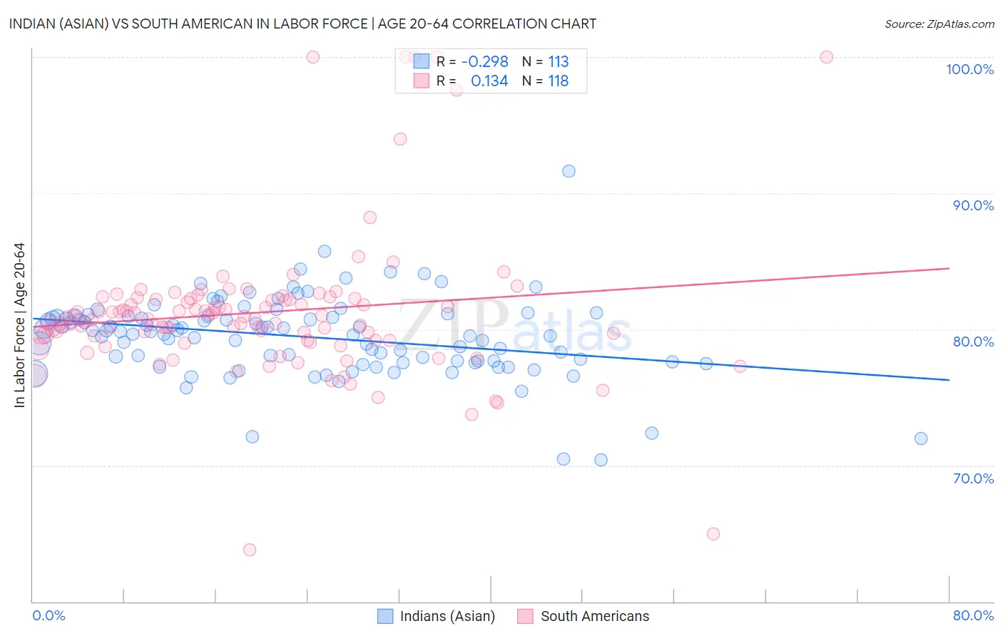 Indian (Asian) vs South American In Labor Force | Age 20-64