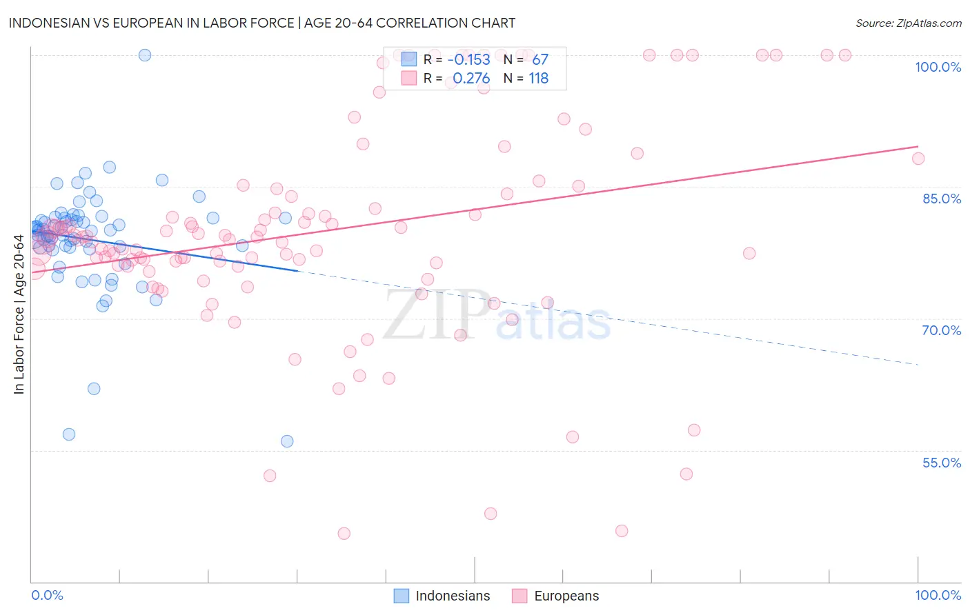 Indonesian vs European In Labor Force | Age 20-64