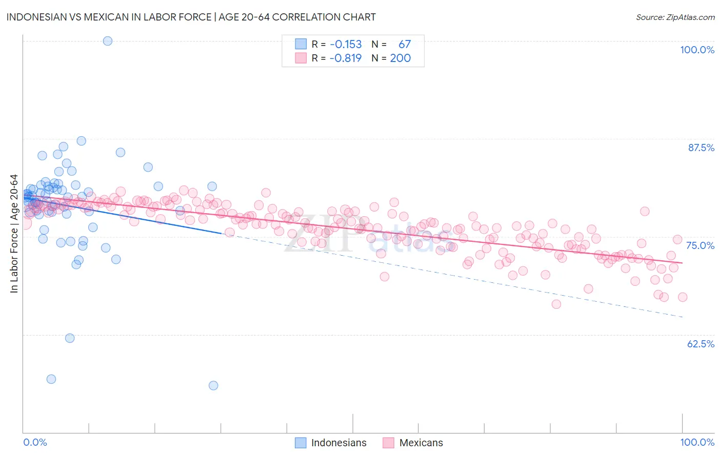 Indonesian vs Mexican In Labor Force | Age 20-64