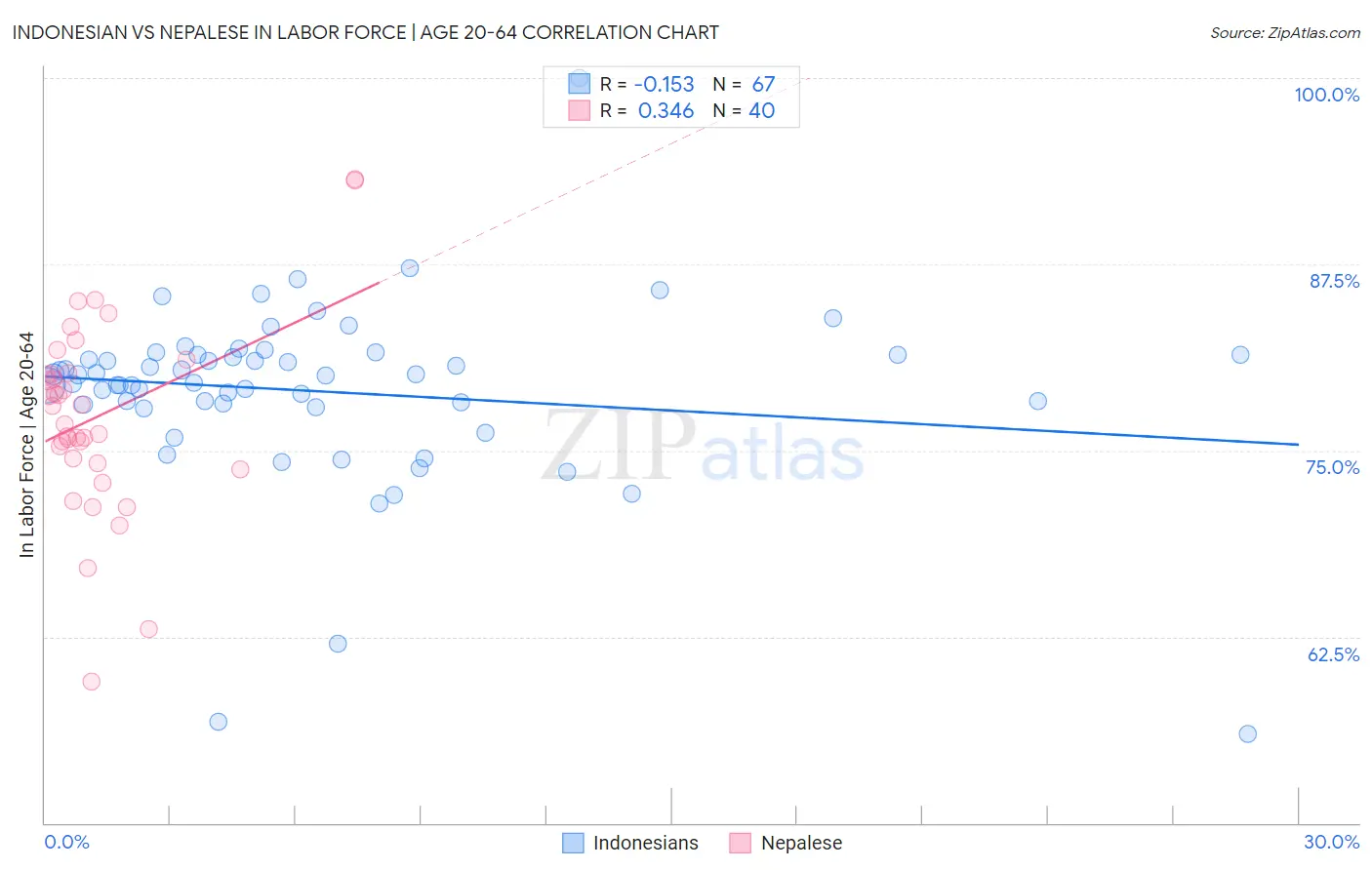 Indonesian vs Nepalese In Labor Force | Age 20-64