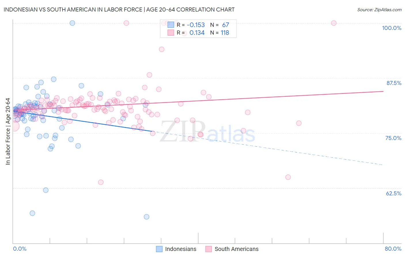 Indonesian vs South American In Labor Force | Age 20-64