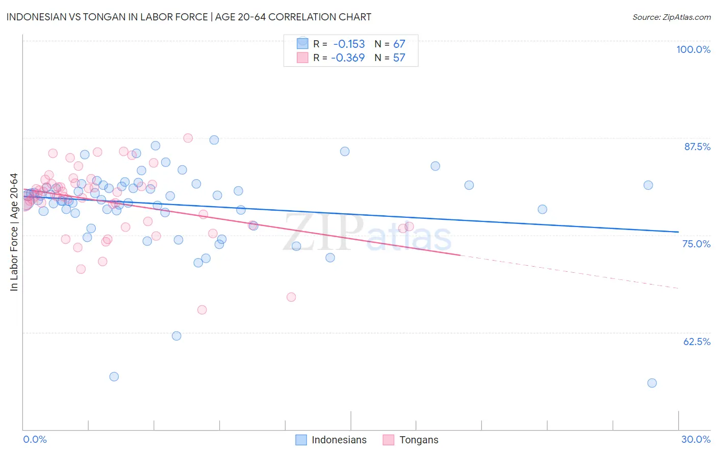 Indonesian vs Tongan In Labor Force | Age 20-64